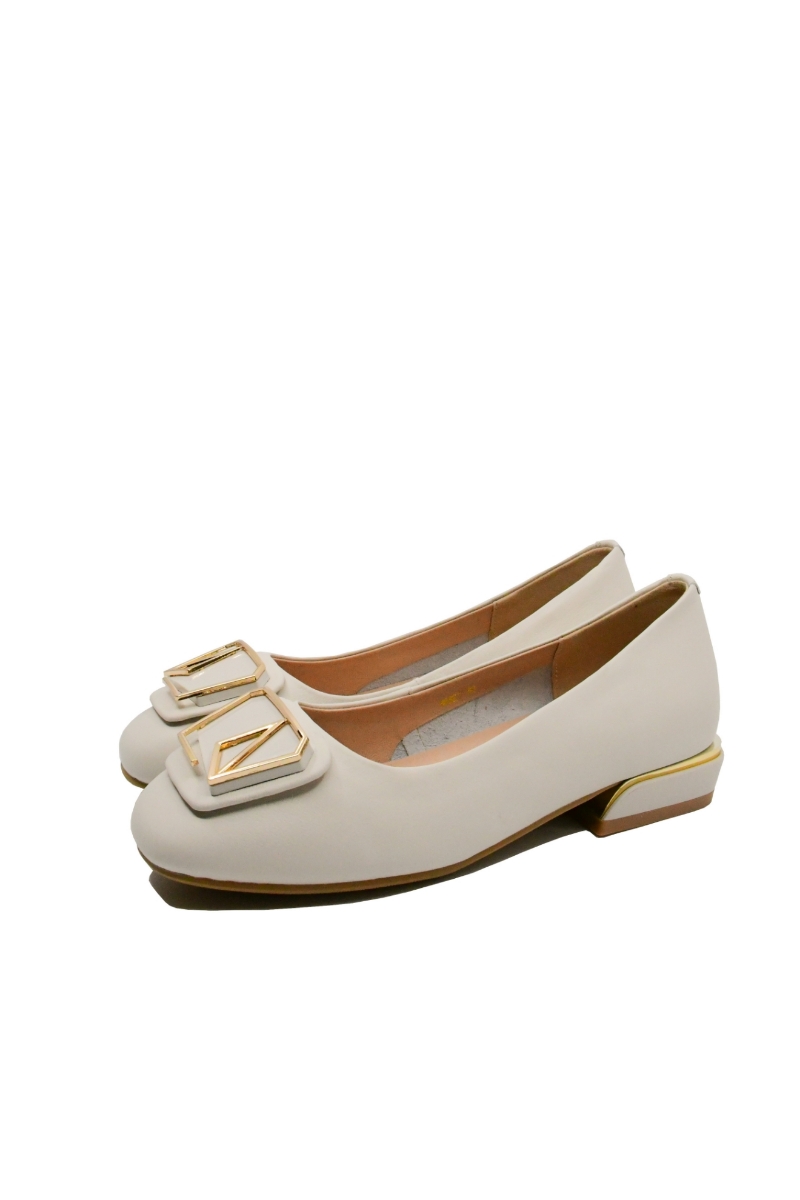 Imagine Balerini crem, eleganți, din piele naturală