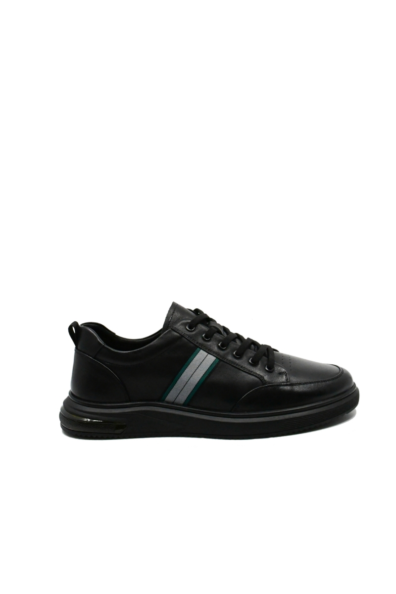 Imagine Pantofi sport din piele naturală, negri, în stil clasic FNX805