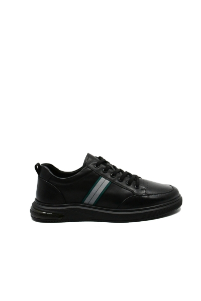 Imagine Pantofi sport din piele naturală, negri, în stil clasic FNX805