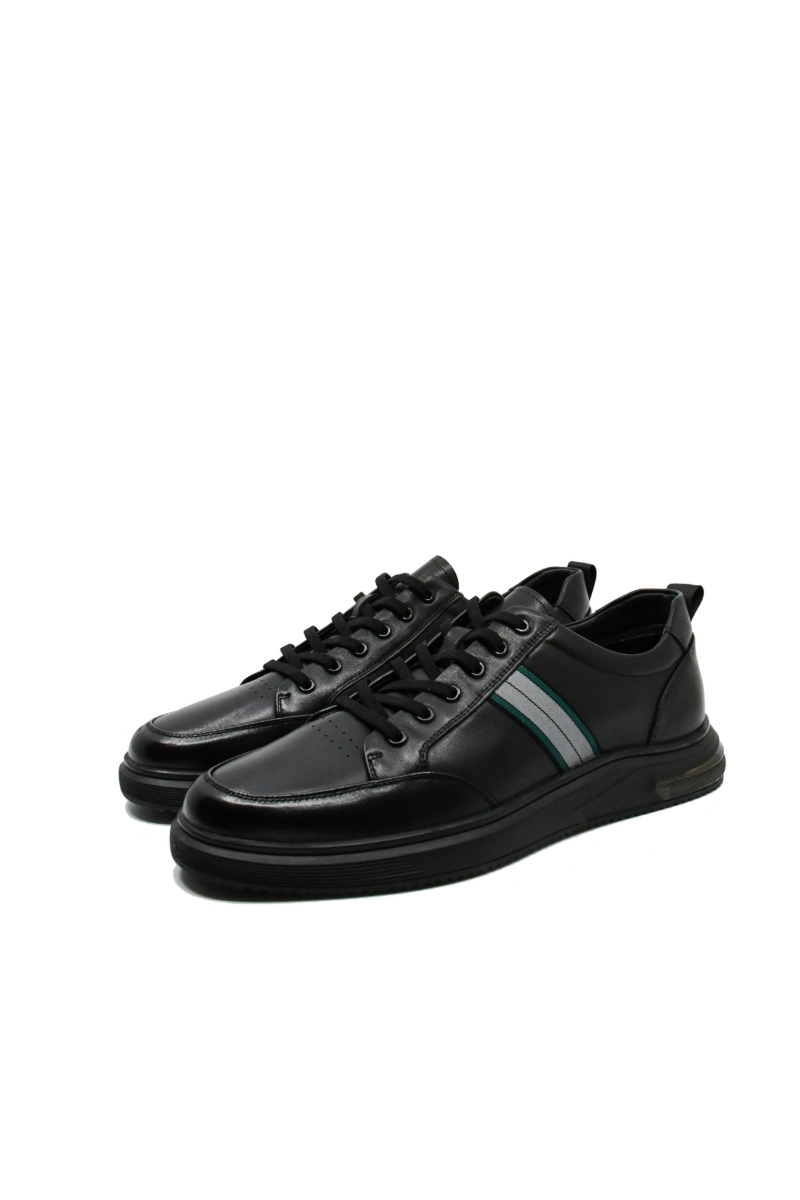 Imagine Pantofi sport din piele naturală, negri, în stil clasic FNX805