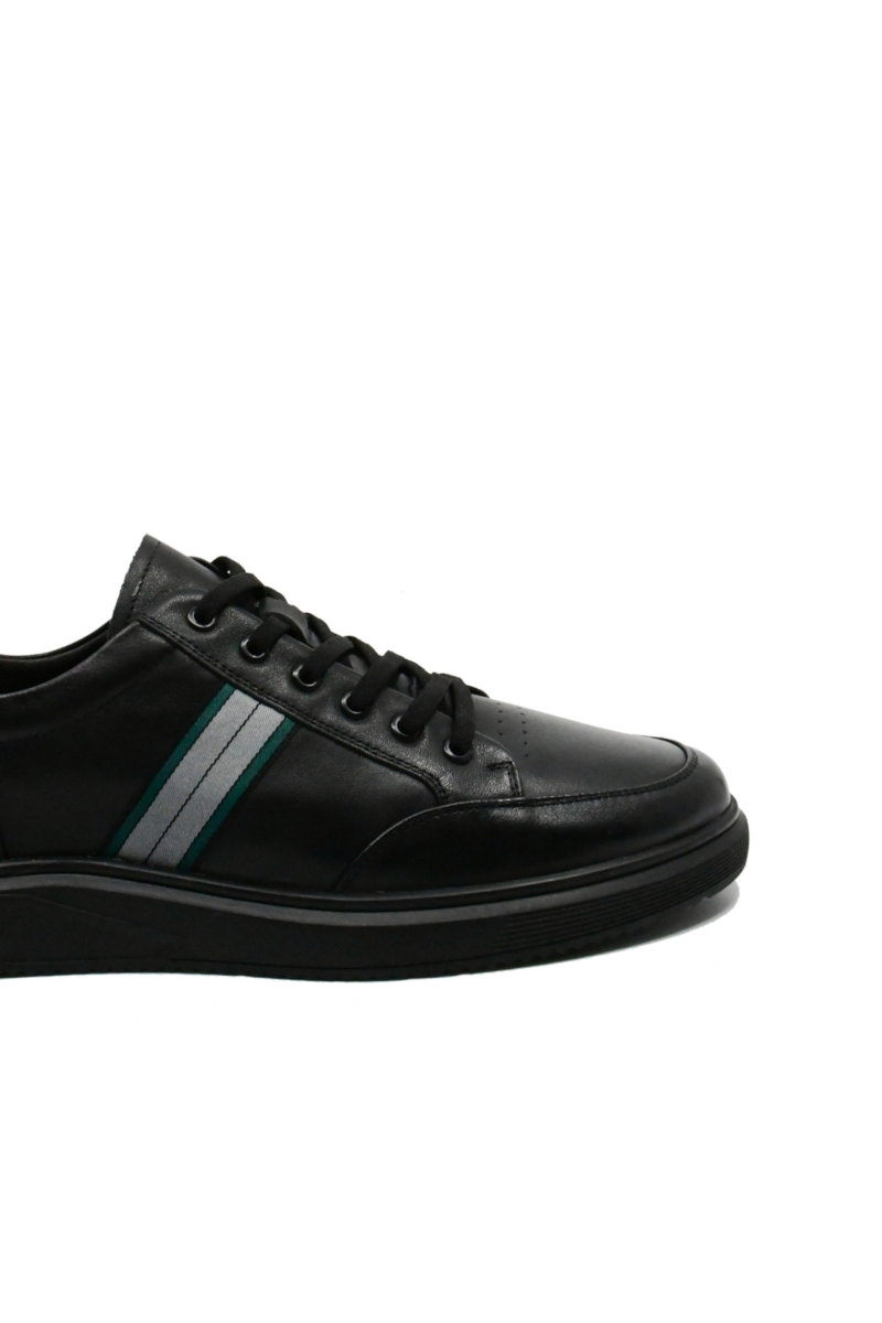 Imagine Pantofi sport din piele naturală, negri, în stil clasic FNX805