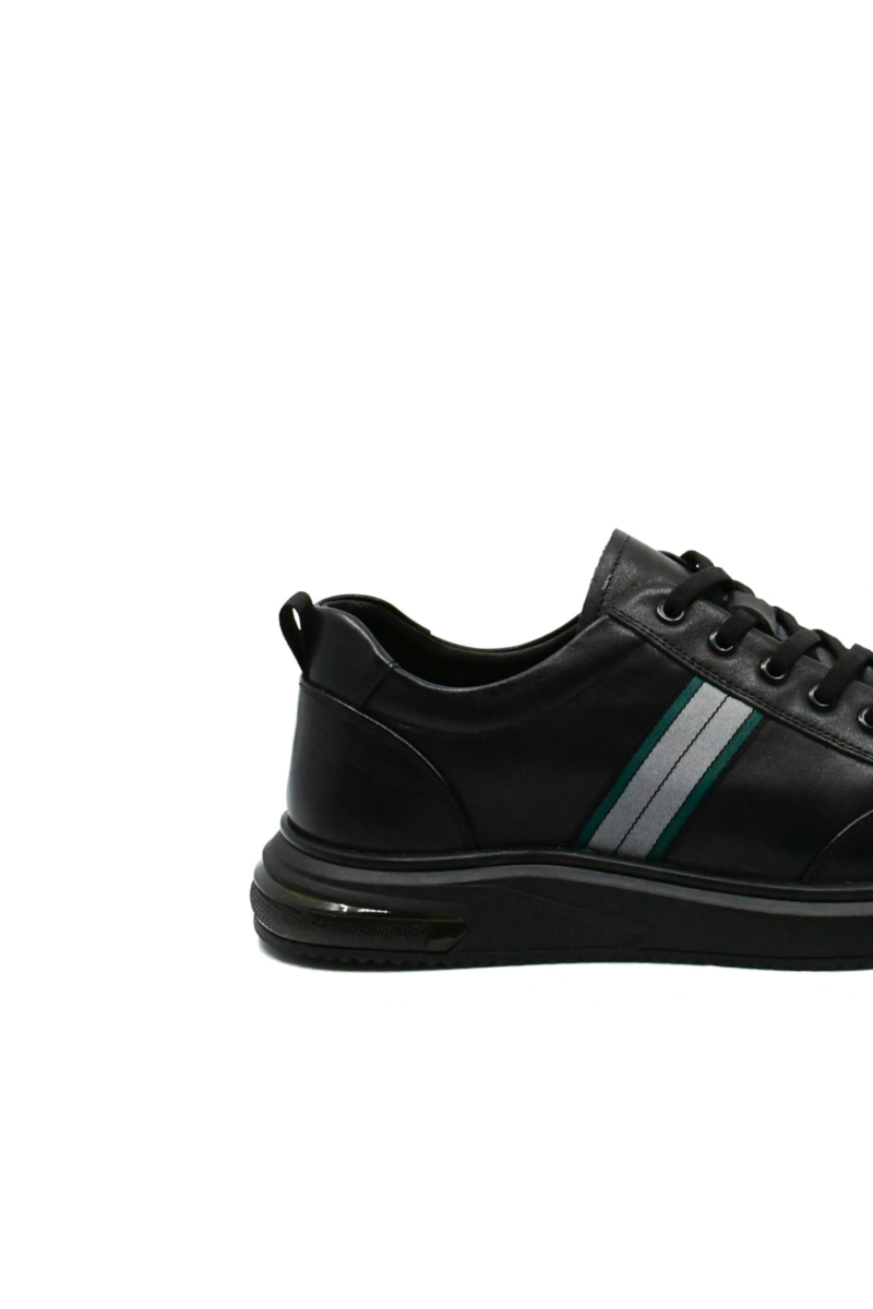Imagine Pantofi sport din piele naturală, negri, în stil clasic FNX805
