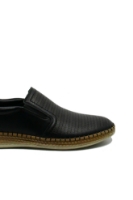 Imagine Mocasini bărbați, negri, din piele naturală cu imprimeu geometric MIR7001