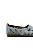 Imagine Mocasini bleu din piele naturală cu perforații și fundiță MIR181