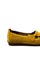 Imagine Mocasini galbeni din piele naturală cu perforații și fundiță MIR181