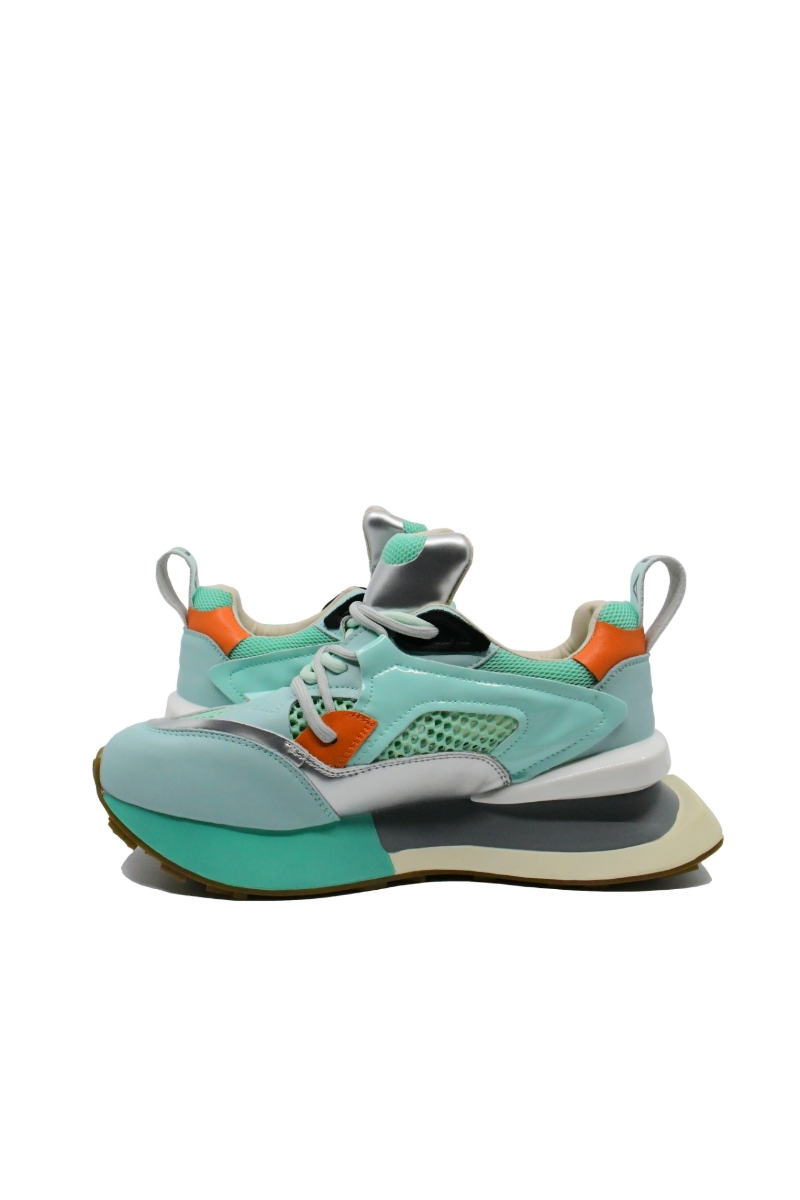 Imagine Sneakers damă ABCD, turcoaz, din material textil plasă și piele FLG19389