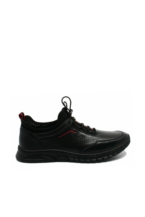Imagine Pantofi sport negri, din piele naturală cu perforații OTR620010