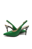 Imagine Pantofi decupați verzi din piele naturală, cu toc stiletto animal print FLG2S11