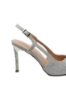 Imagine Pantofi decupați argintii, cu toc stiletto încrustat MEN24096