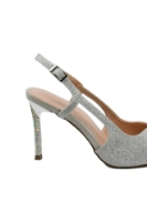 Imagine Pantofi decupați argintii, cu toc stiletto încrustat MEN24096