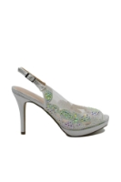 Imagine Sandale decupate argintii, decorate cu cristale MEN23629