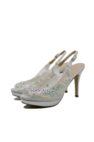 Imagine Sandale decupate argintii, decorate cu cristale MEN23629