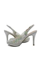 Imagine Sandale decupate argintii, decorate cu cristale MEN23629