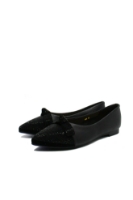 Imagine  Balerini cu fundiță și strasuri, negri, din piele naturală FNX6009