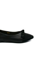 Imagine  Balerini cu fundiță și strasuri, negri, din piele naturală FNX6009