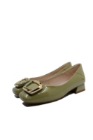 Imagine Pantofi olive din lac, cu cataramă aurie FNX1595