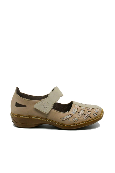 Imagine Pantofi comozi damă bej din piele naturală RIK41369-60