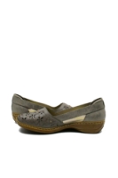 Imagine Mocasini damă din piele naturală bej cu model floral RIK41356-64