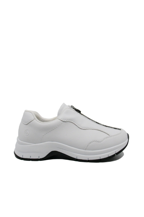 Imagine Pantofi sport din piele naturală, albi, cu fermoar în față REMD0G03-80