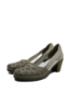 Imagine Pantofi cu toc din piele naturală bej cu model floral RIK40986-64