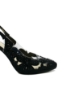 Imagine Pantofi decupați negri cu toc stiletto și model floral cu cristale MEN23640