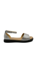 Imagine Sandale cu baretă la gleznă, argintii, din piele naturală