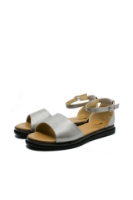 Imagine Sandale cu baretă la gleznă, argintii, din piele naturală