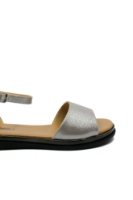 Imagine Sandale cu baretă la gleznă, argintii, din piele naturală