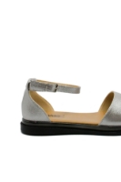 Imagine Sandale cu baretă la gleznă, argintii, din piele naturală