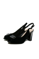 Imagine Sandale damă peep toe negre din piele întoarsă OTR854