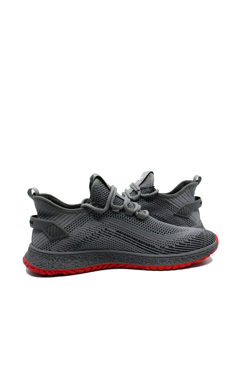 Imagine  Sneakers din material textil tricotat, gri cu detalii roșii OTR620018