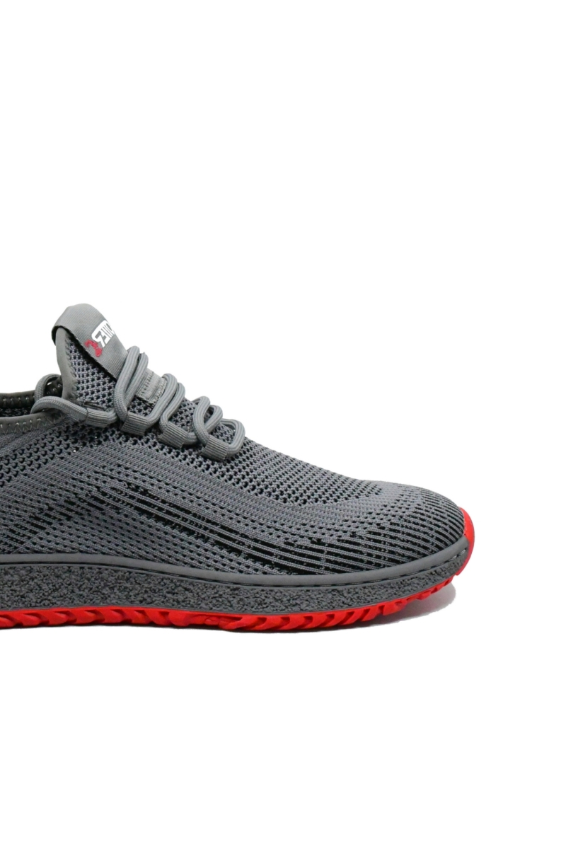 Imagine  Sneakers din material textil tricotat, gri cu detalii roșii OTR620018