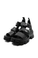 Imagine Sandale damă negre din piele naturală, cu platformă voluminoasă GOR854