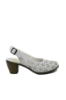 Imagine Pantofi decupați din piele naturală albi cu model floral RIK40981-80