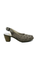 Imagine  Pantofi decupați din piele naturală bej cu model floral RIK40981-64