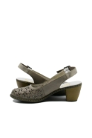 Imagine  Pantofi decupați din piele naturală bej cu model floral RIK40981-64