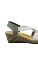 Imagine Sandale damă wedge, albe, cu medalion decorativ RIK624H6-80