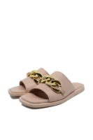 Imagine Saboți damă cu zale decorative, roz, din piele naturală GORD21