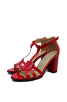 Imagine Sandale elegante cu toc bloc, roșii din lac FICS178