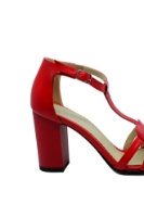 Imagine Sandale elegante cu toc bloc, roșii din lac FICS178