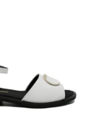 Imagine Sandale damă joase cu baretă la gleznă, albe, din piele naturală