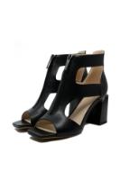 Imagine Sandale damă negre tip botină din piele naturală FNXN440