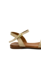 Imagine Sandale damă joase cu zale decorative, gri, din piele naturală GOR143