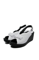 Imagine Sandale damă casual, albe, cu fundiță, din piele naturală GOR180