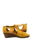 Imagine Sandale damă wedge cu baretă la gleznă, galben, din piele naturală MIR01