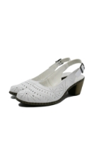 Imagine Pantofi decupați din piele naturală albi cu steluțe perforate RIK40983-80