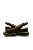 Imagine Sandale damă wedge cu platformă, negre, din piele naturală GOR977