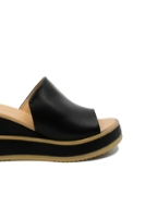 Imagine Saboți damă wedge cu platformă, negri, din piele naturală GOR979