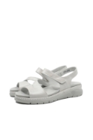 Imagine Sandale damă comode, fără toc, gri, din piele naturală