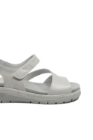 Imagine Sandale damă comode, fără toc, gri, din piele naturală